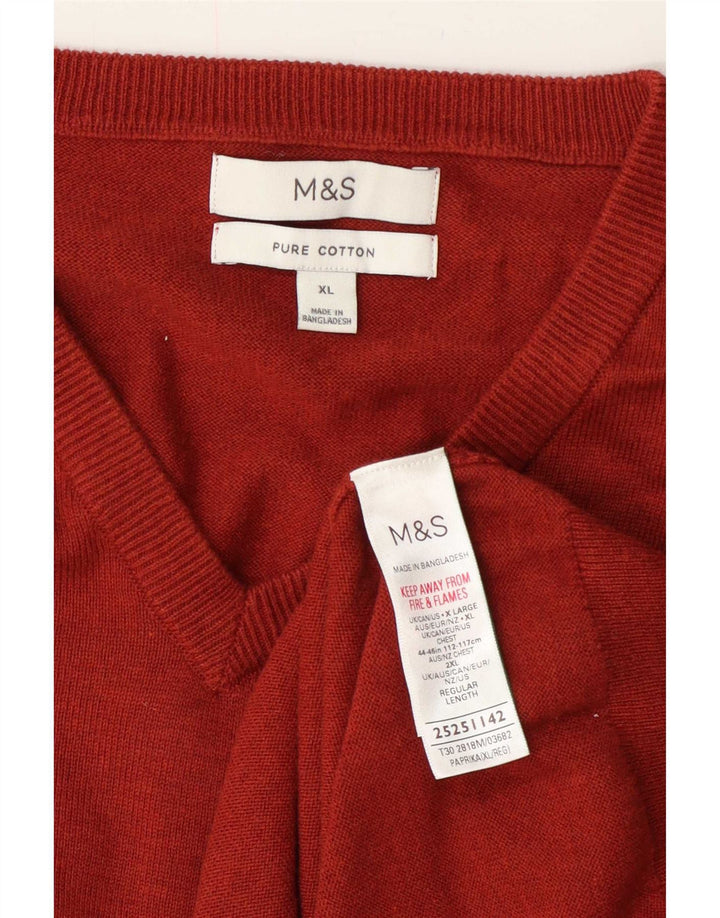 Marks & Spencer muški džemper s V-izrezom XL, crveni pamuk