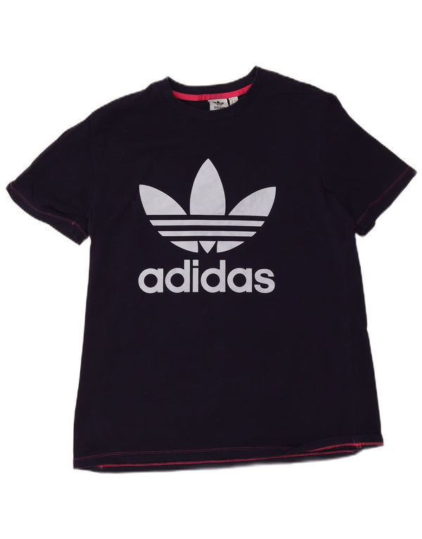 Adidas Womens Graphic T-Shirt Top UK 16 Large Navy Blue Cotton