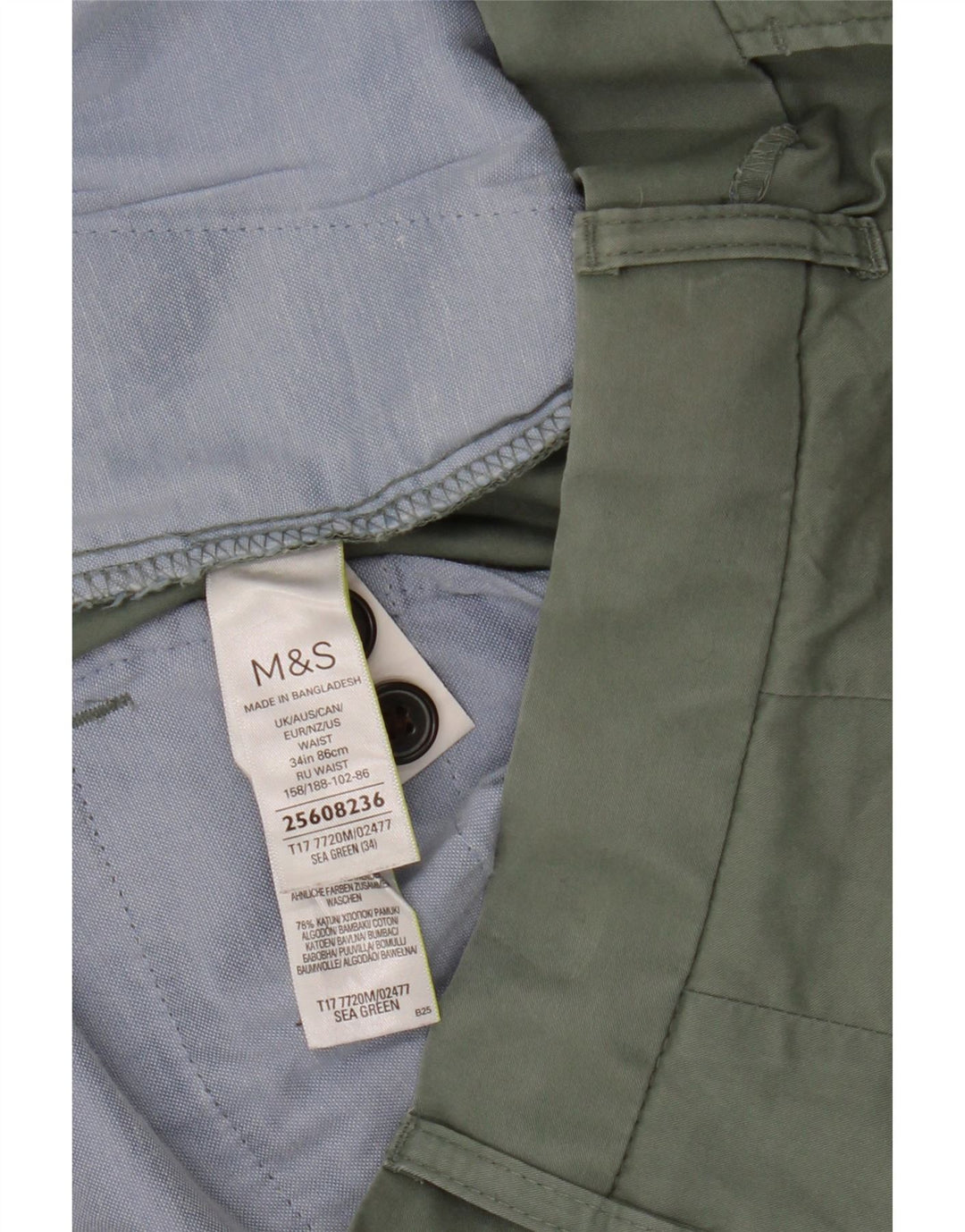 Marks & Spencer muške chino kratke hlače W34 veliki zeleni pamuk