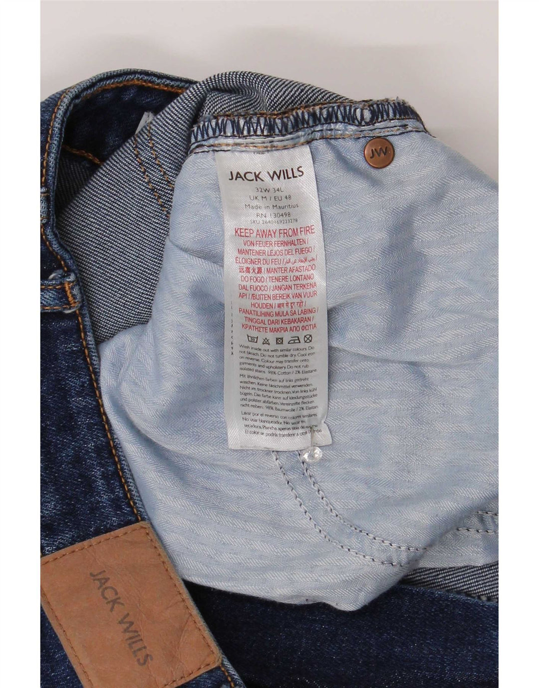 Jack Wills Muške uske traperice W32 L30 Plavi pamuk