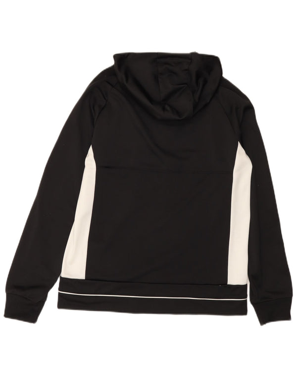 ADIDAS pulover s kapuljačom s patentnim zatvaračem za dječake 13-14 godina, crni poliester u boji