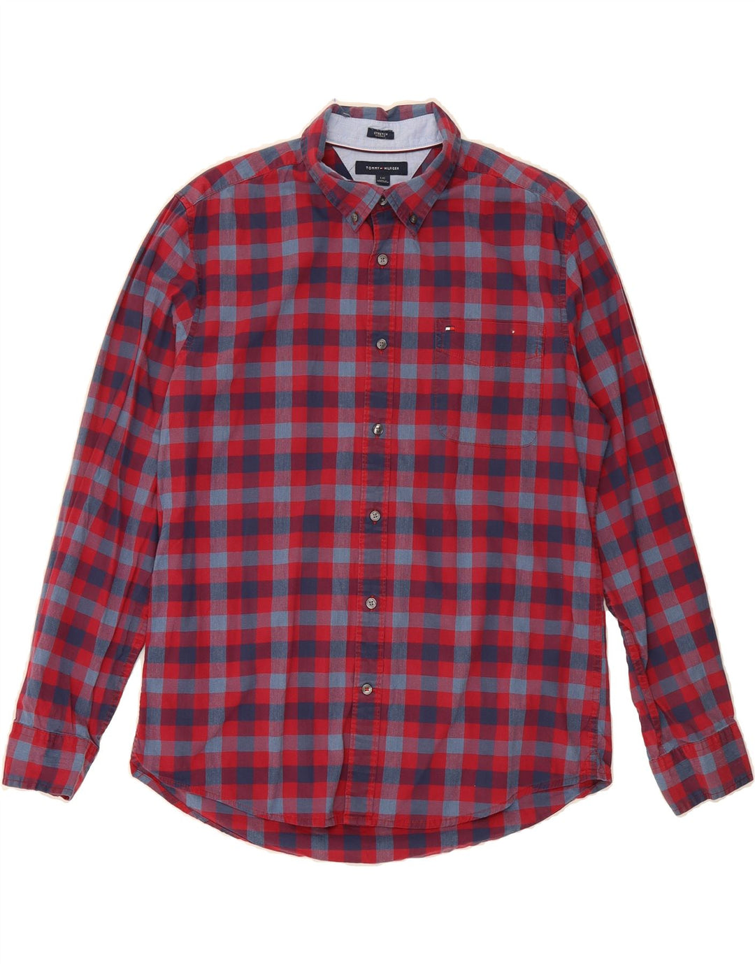 TOMMY HILFIGER Mens Shirt Large Red Check Cotton Vintage Tommy Hilfiger and Second-Hand Tommy Hilfiger from Messina Hembry 