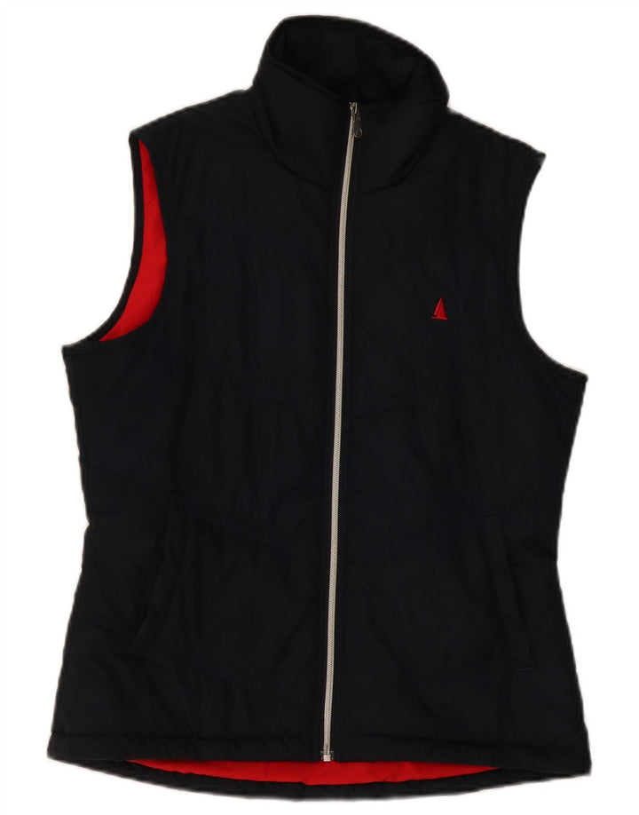 MUSTO Womens Padded Gilet UK 12 Medium  Navy Blue Polyester