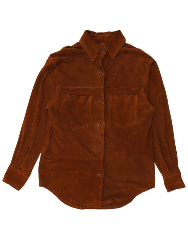 VINTAGE ženska košulja od brušene kože UK 16 velika smeđa