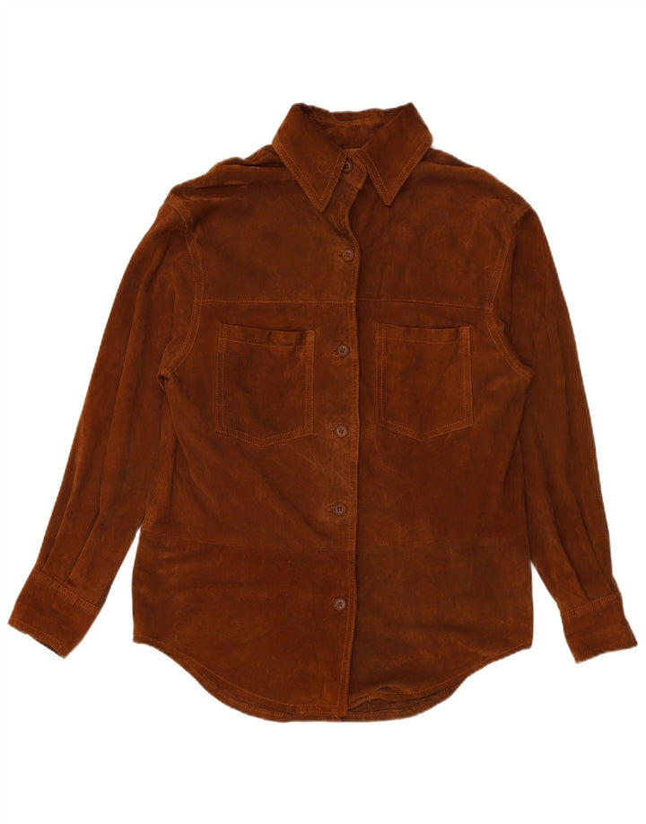 VINTAGE ženska košulja od brušene kože UK 16 velika smeđa