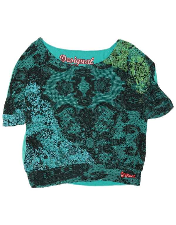 Desigual gornji dio ženske prevelike grafičke bluze UK 18 XL tirkizna paisley boja