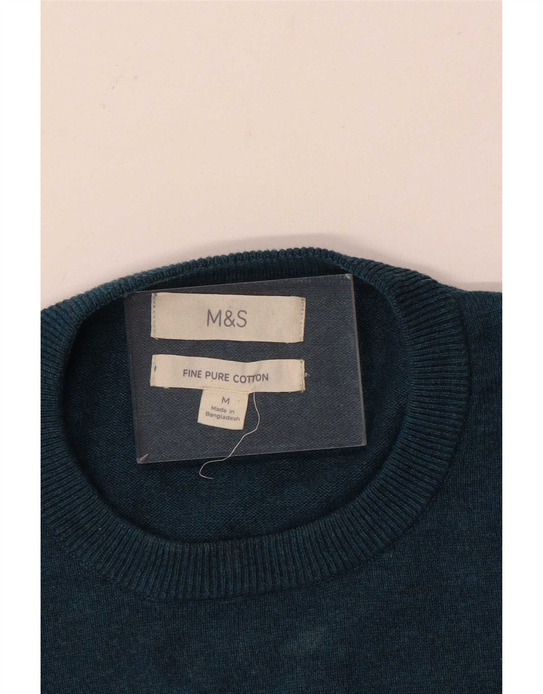 Marks & Spencer muški džemper s okruglim izrezom Srednje plavi pamuk