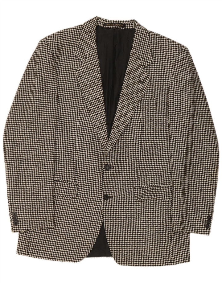 Marks & Spencer muška jakna sa dugim sakoom UK 40, srednje crna houndstooth