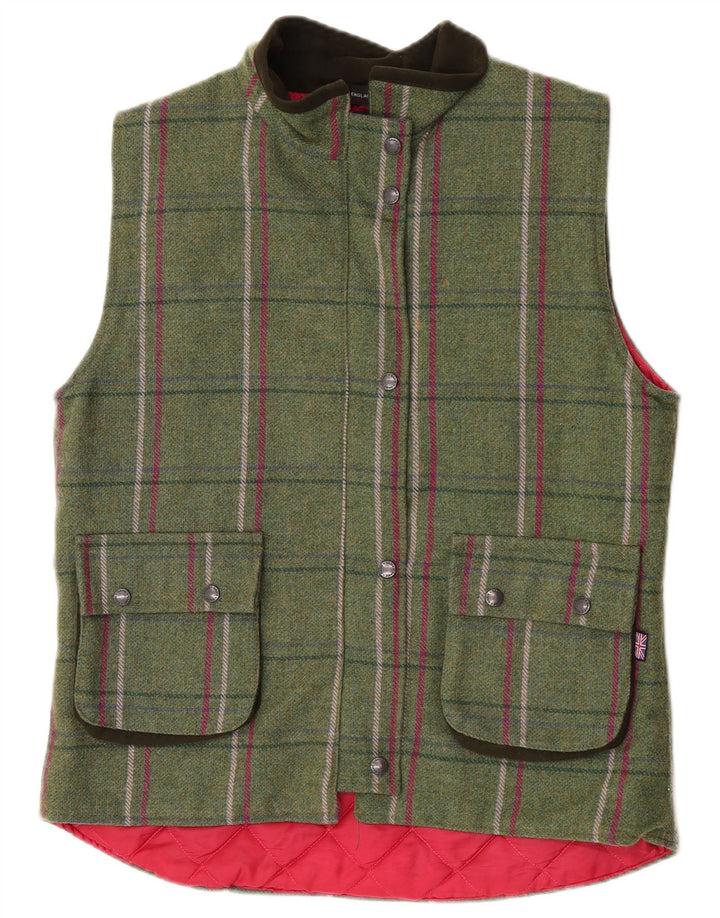 Game Technical Apparel Womens Gilet UK 14 Large Green Check Wool