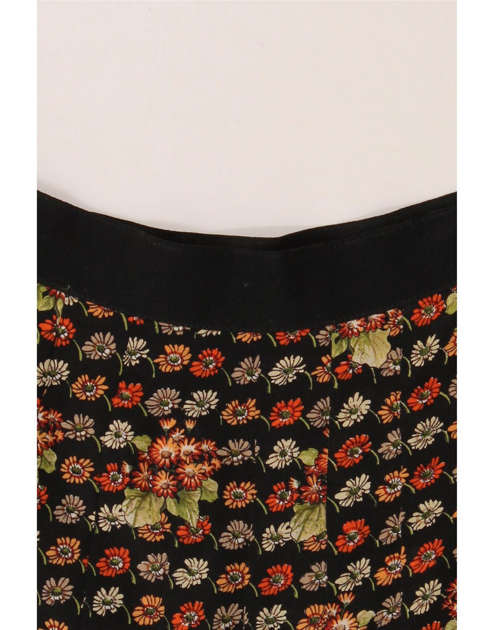 VINTAGE Womens A-Line Skirt W28 Medium  Black Floral Vintage Vintage and Second-Hand Vintage from Messina Hembry 