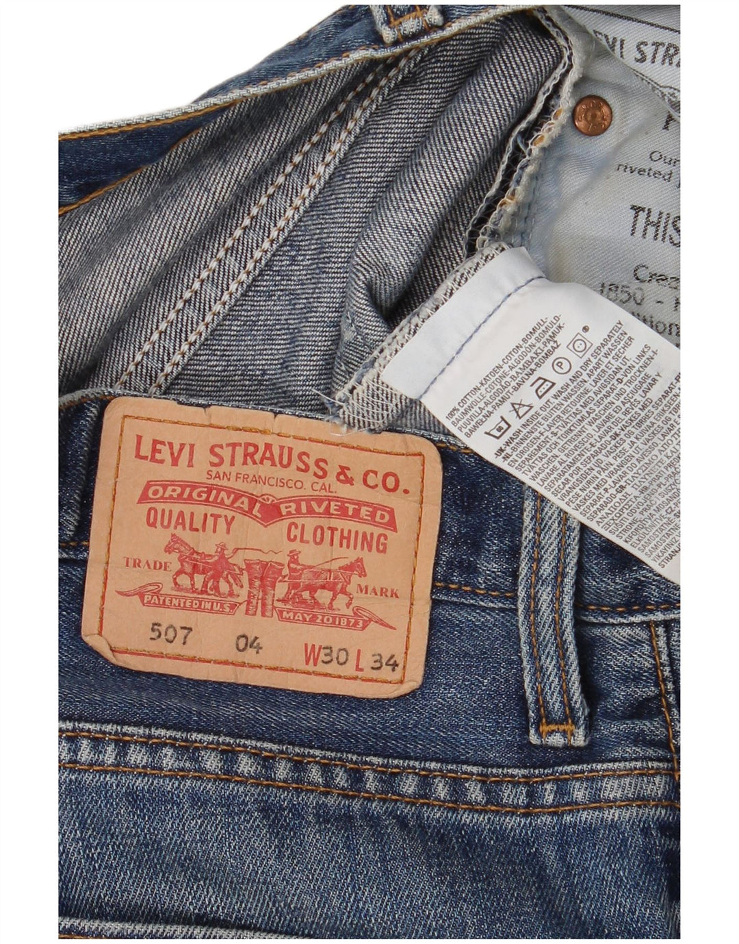 Levi's ženske kratke traper hlače 507 W30 srednje plavi pamuk