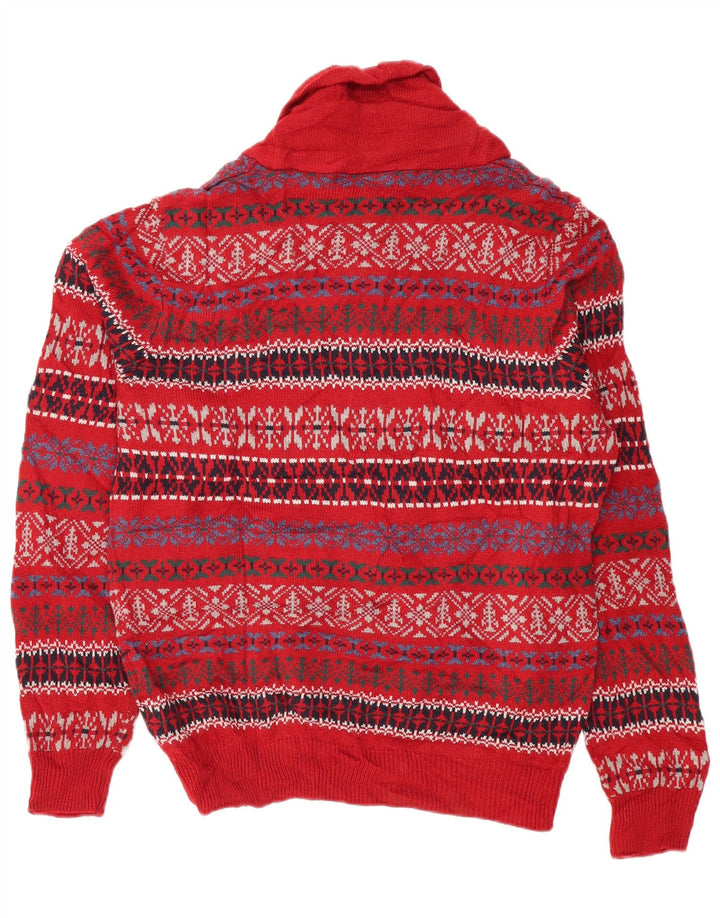 Marks & Spencer muški džemper sa šalom i ovratnikom srednje crvene boje Fair Isle
