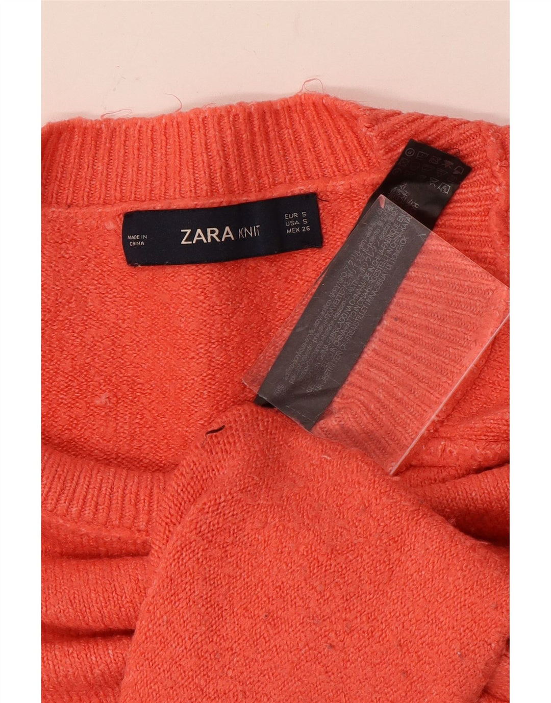 Zara ženski veliki džemper s morskim izrezom UK 10 Mali narančasti poliester