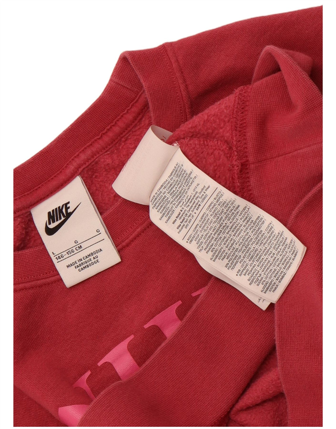 Nike Girls Oversized Crop Graphic Sweatshirt Džemper 12-13 Years Large Pink
