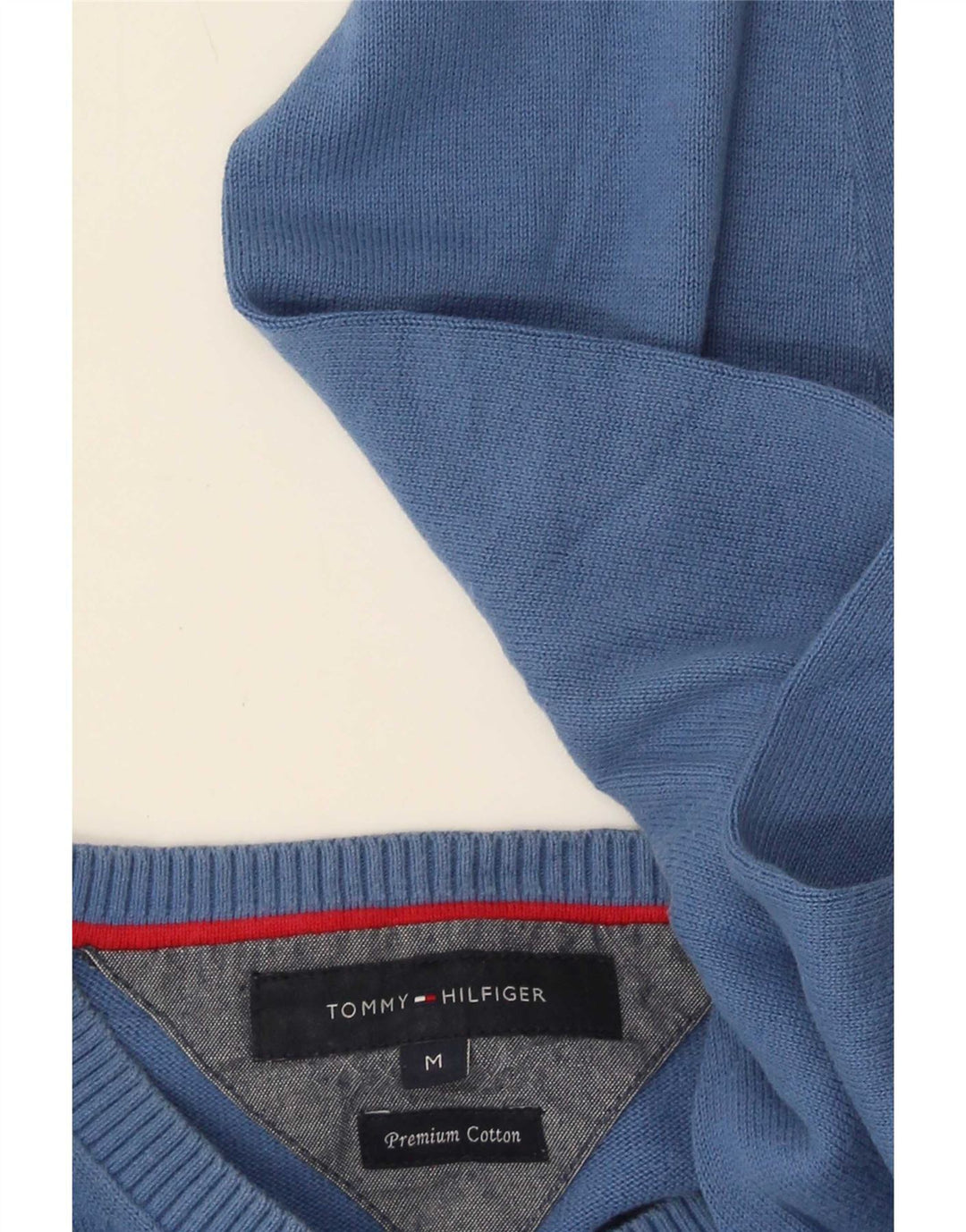 Tommy Hilfiger muški džemper s V-izrezom Srednje plavi pamuk