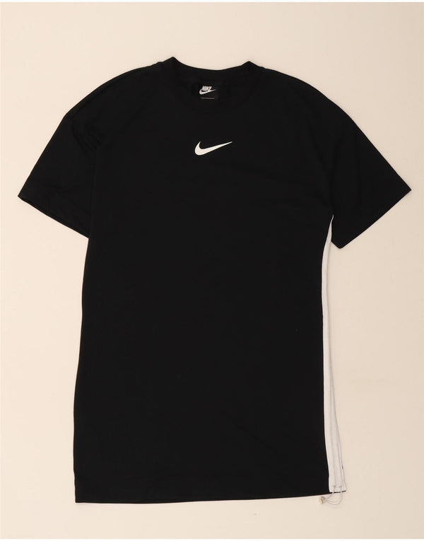 NIKE Womens Graphic T-Shirt Dress UK 10 Small Black Polyester