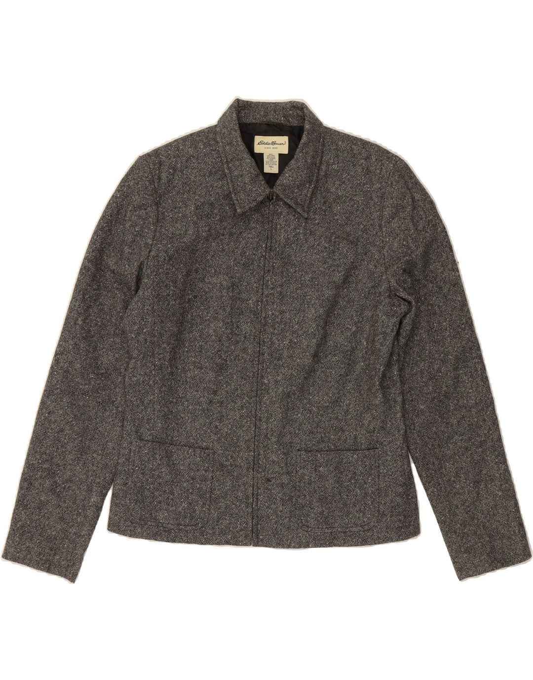 EDDIE BAUER Womens Tall Bomber Jacket UK 16 Large Grey Wool Vintage Eddie Bauer and Second-Hand Eddie Bauer from Messina Hembry 