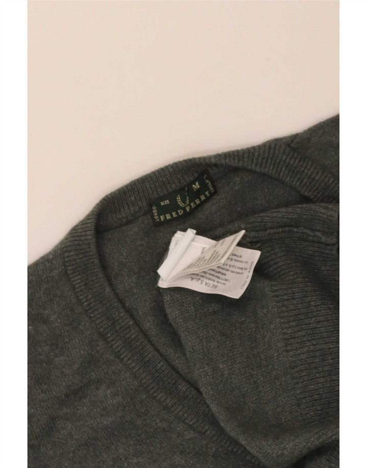 Fred Perry ženski džemper s V-izrezom UK 12 srednje siva vuna