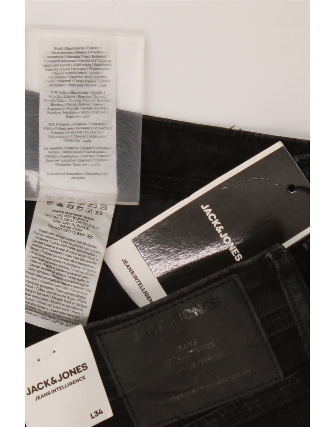 JACK & JONES Muške uske traperice Tom W32 L34 crni pamuk