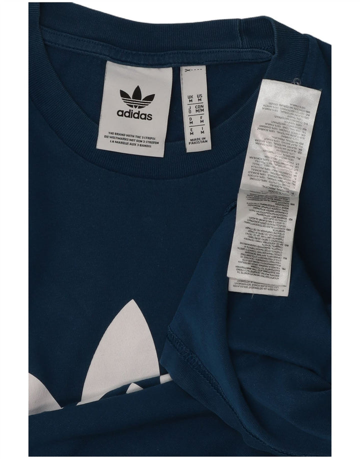 ADIDAS Mens Graphic T-Shirt Top Medium Blue Cotton