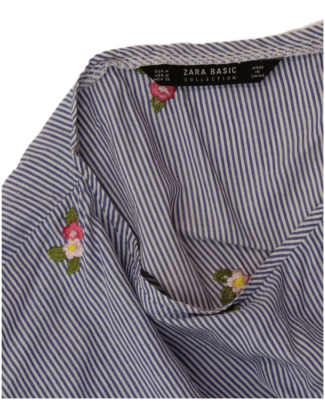 ZARA ženski gornji dio kratke bluze UK 14 srednje plave pruge