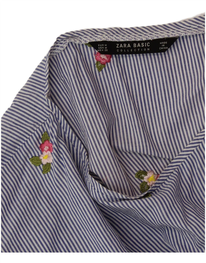 ZARA ženski gornji dio kratke bluze UK 14 srednje plave pruge