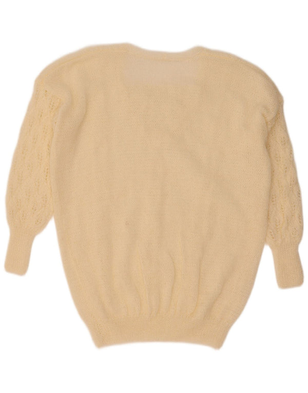 Vintage ženski džemper s V-izrezom UK 16 Large Off White