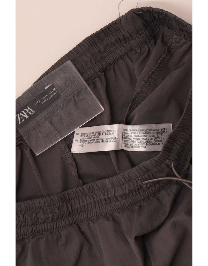 Zara Ženske Cargo Trenirke Hlače Joggers UK 14 Veliki sivi poliester