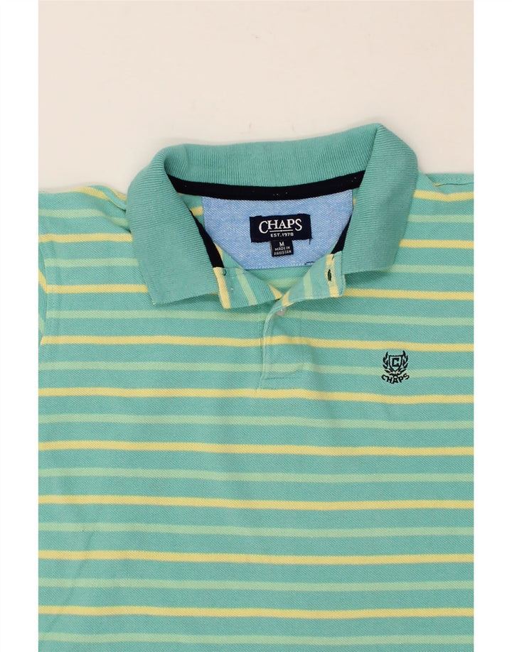 CHAPS Boys Polo Shirt 10-11 Years Medium  Green Striped Cotton Vintage Chaps and Second-Hand Chaps from Messina Hembry 