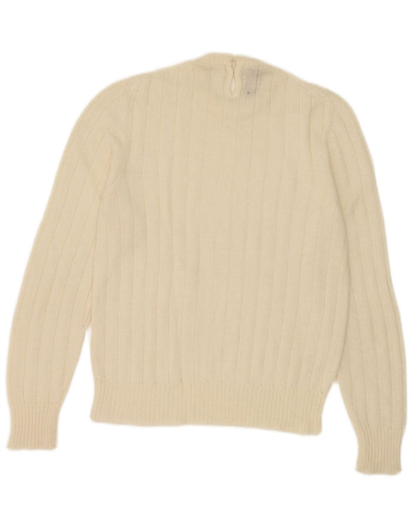 Vintage ženski džemper s okruglim izrezom UK 10 Mali bijeli moher