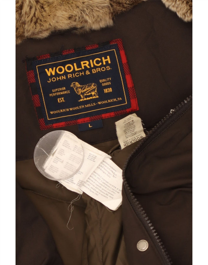 Woolrich ženska podstavljena jakna s kapuljačom UK 16 Veliki kaki pamuk