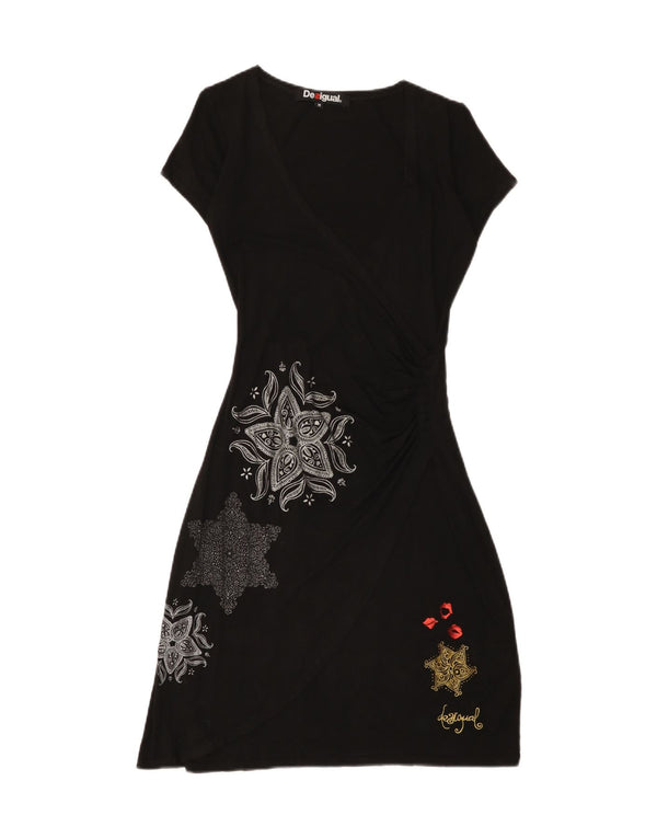 Desigual ženska haljina A-kroja UK 12 Srednje crna paisley viskoza