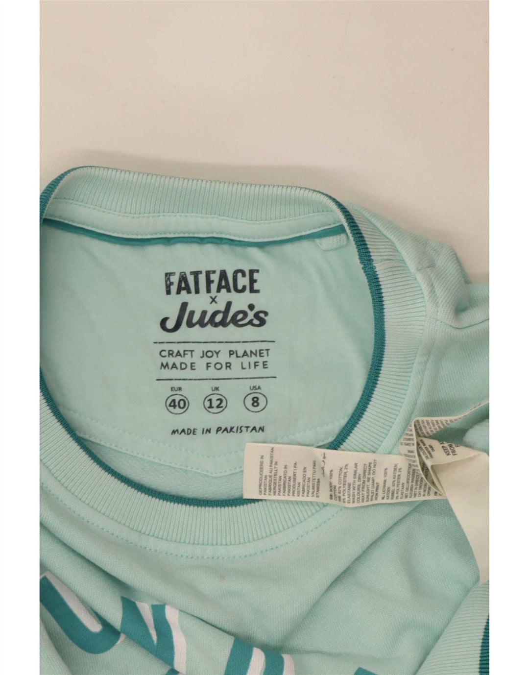 Fat Face Ženska prekomjerna trenirka s grafičkim motivima UK 12 srednje tirkizna
