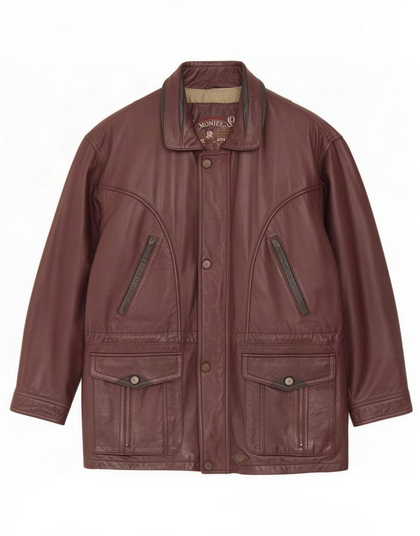 Montes Mens Leather Jacket UK 44 2XL Brown