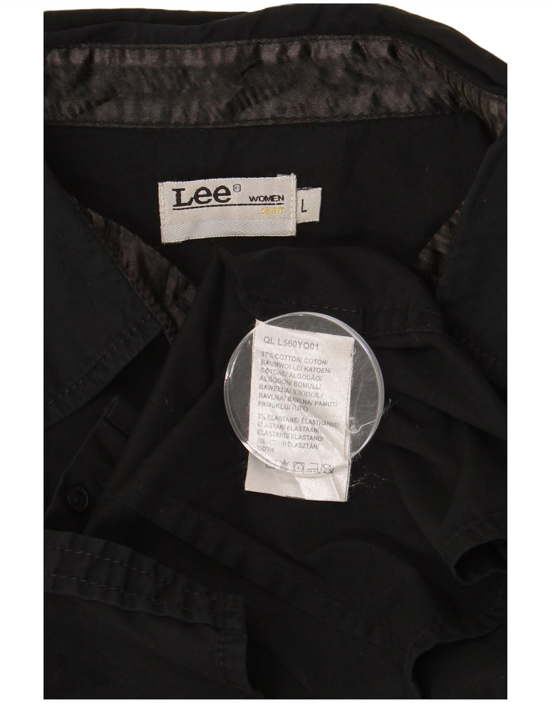 LEE ženska majica kratkih rukava UK 16 Veliki crni pamuk