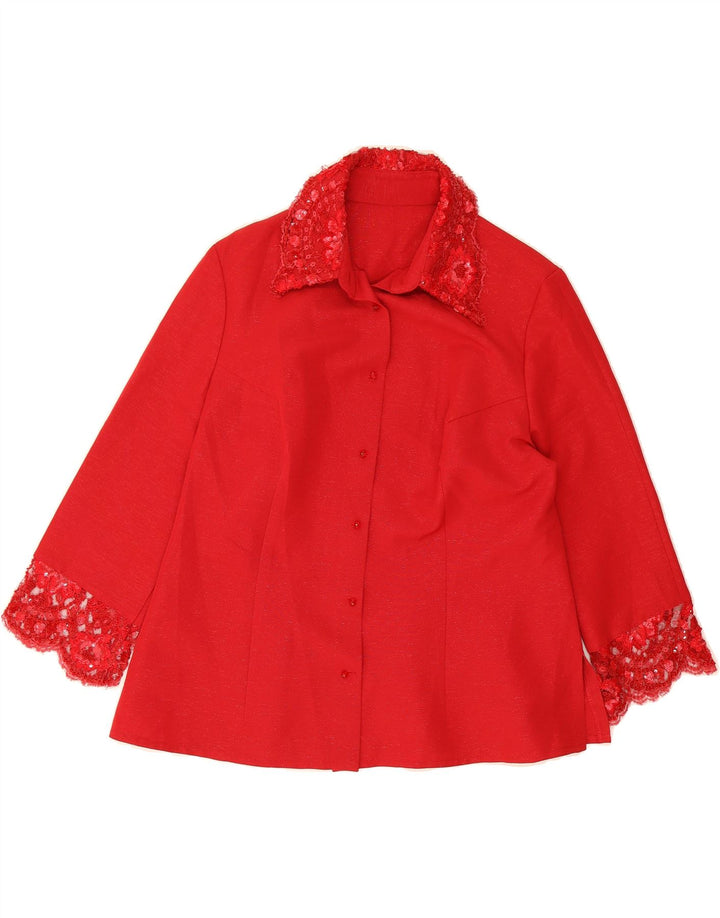 VINTAGE Womens Shirt Blouse UK 16 Large Red Vintage Vintage and Second-Hand Vintage from Messina Hembry 