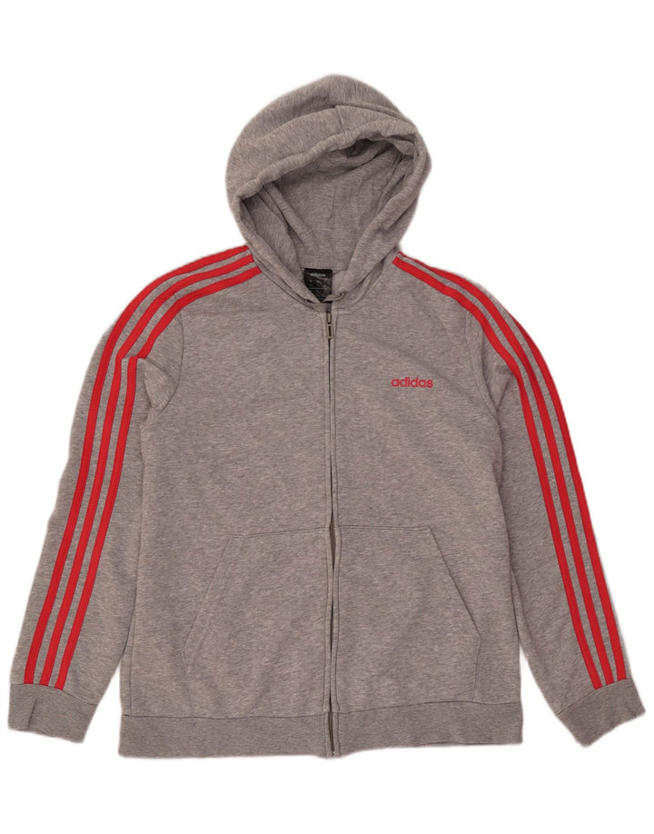 ADIDAS ženski pulover s kapuljačom na patentni zatvarač UK 20/22 XL sivi flekasti pamuk