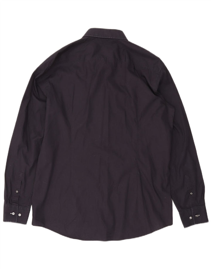 HUGO BOSS Muška uska košulja veličina 44 17 1/2 XL tamnoplavi pamuk