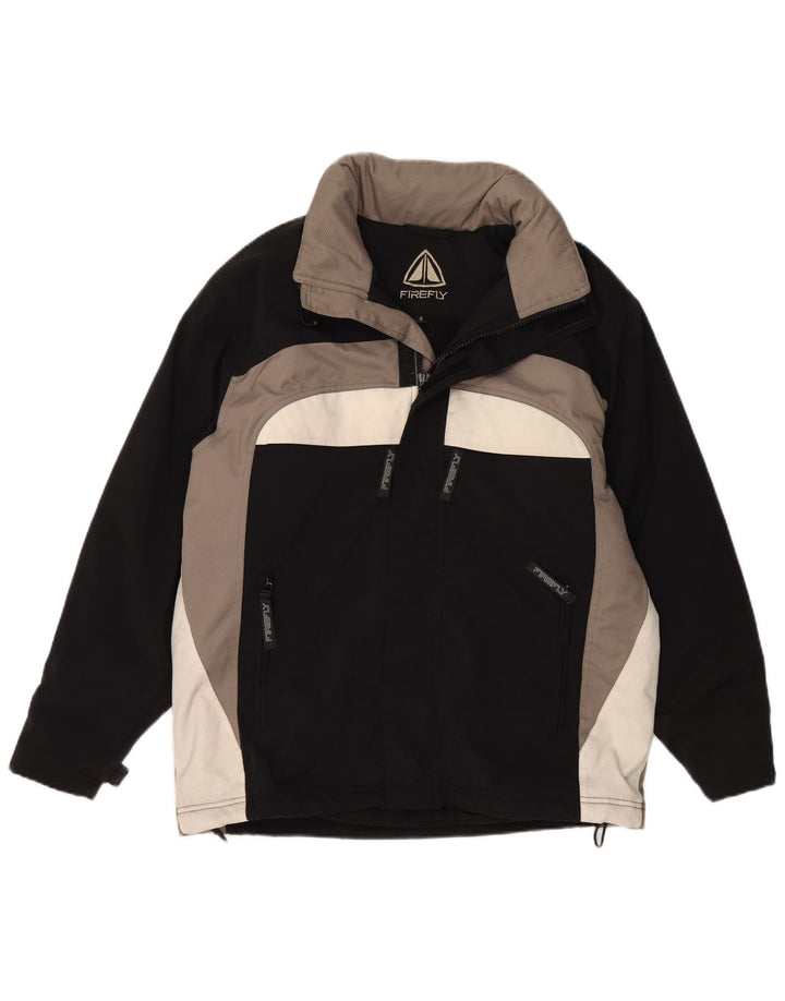 VINTAGE muška jakna vjetrovka s kapuljačom UK 36 Mala crna najlonska boja