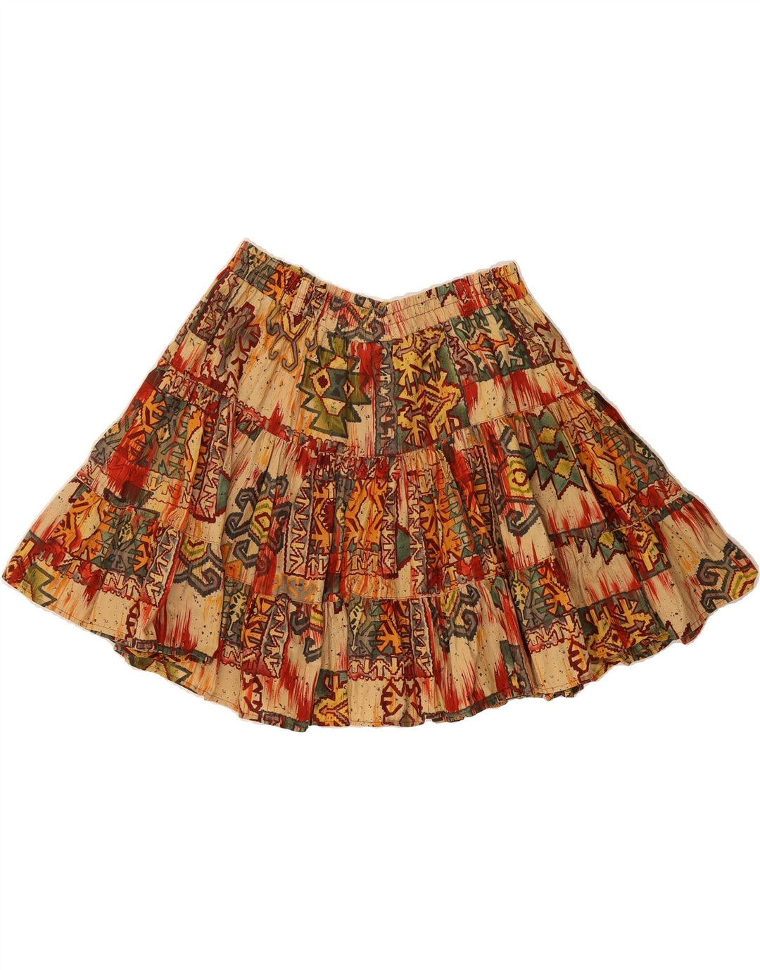 ROPER Womens A-Line Skirt Small W32  Beige Geometric Cotton Vintage Roper and Second-Hand Roper from Messina Hembry 