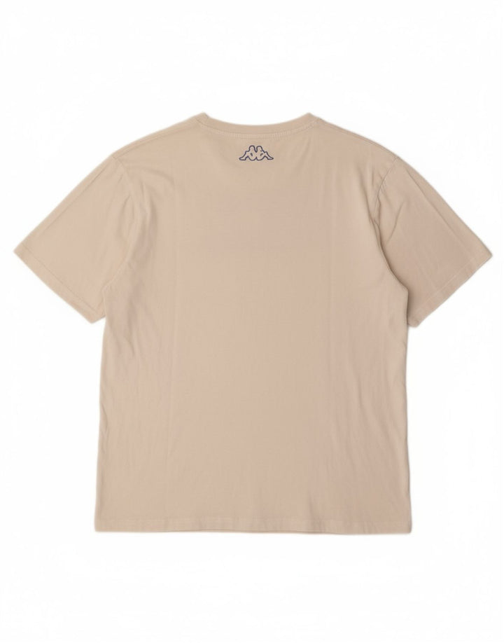 KAPPA Mens Graphic T-Shirt Top Medium Off White Cotton