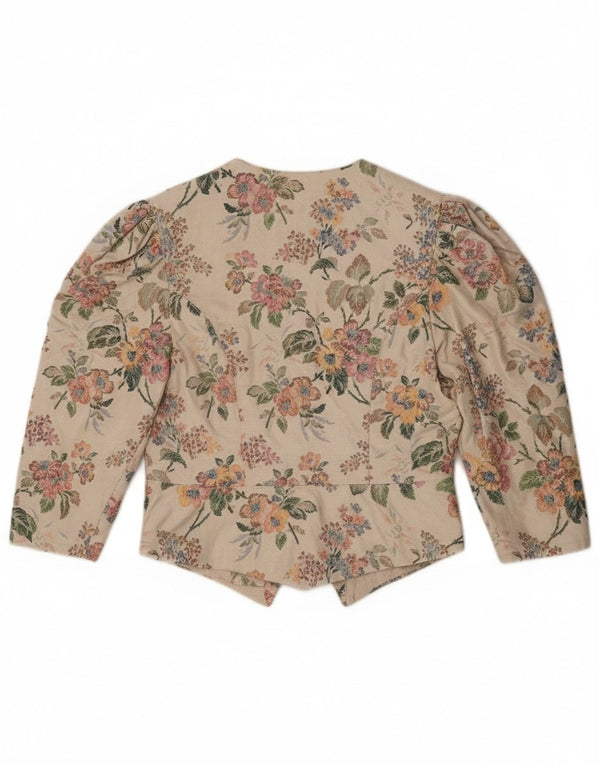 Eger ženski sako s 3/4 rukavima i 1 gumbom IT 42 Srednje bež cvjetni