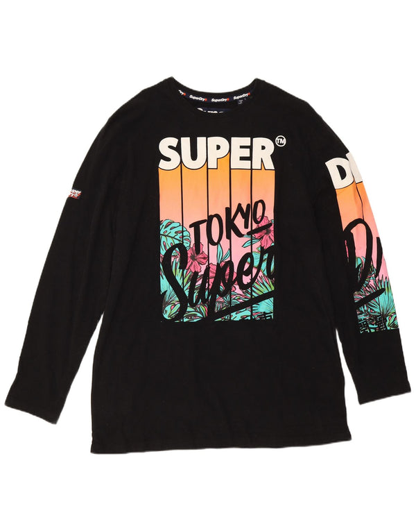 Superdry ženska majica dugih rukava s grafikom UK 18 XL crni pamuk