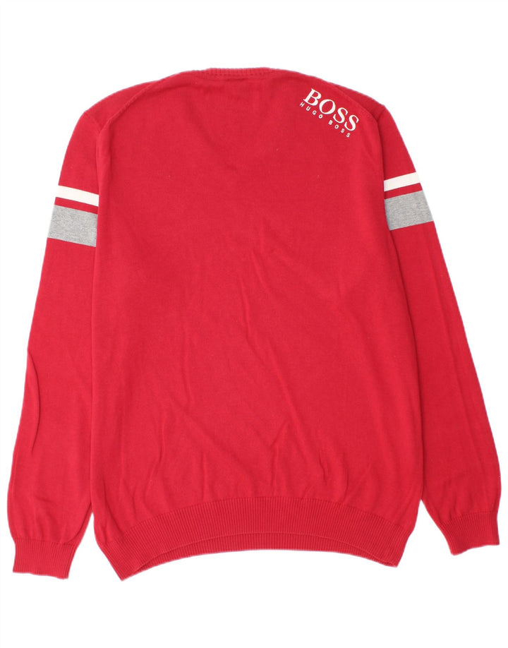 HUGO BOSS Muški džemper s V-izrezom, velika crvena boja