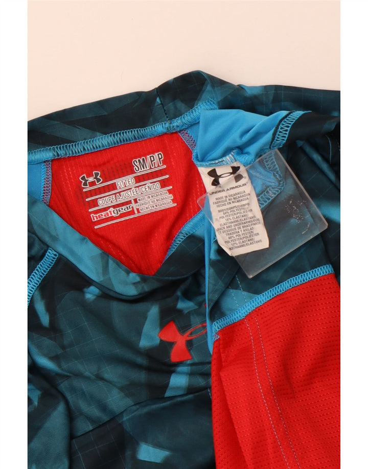 UNDER ARMOUR Muška majica kratkih rukava Heat Gear Mali plavi geometrijski poliester