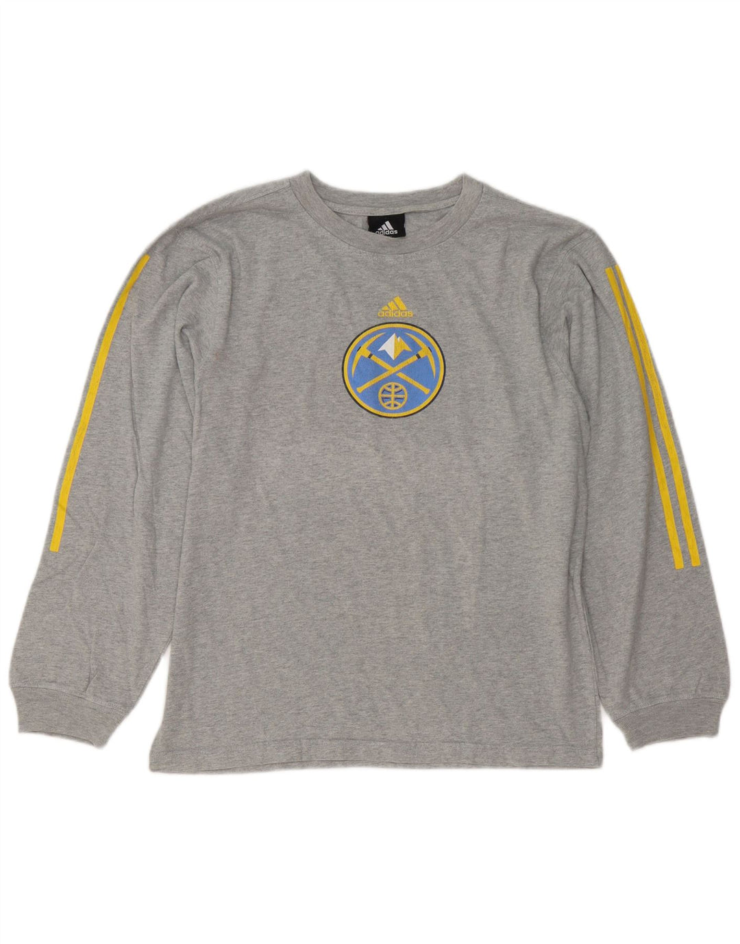 Adidas muška majica Denver Nuggets s grafičkim motivima dugih rukava srednje sive boje