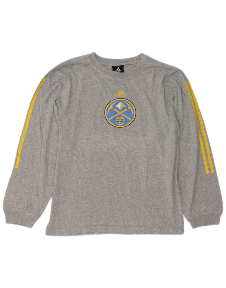 Adidas muška majica Denver Nuggets s grafičkim motivima dugih rukava srednje sive boje