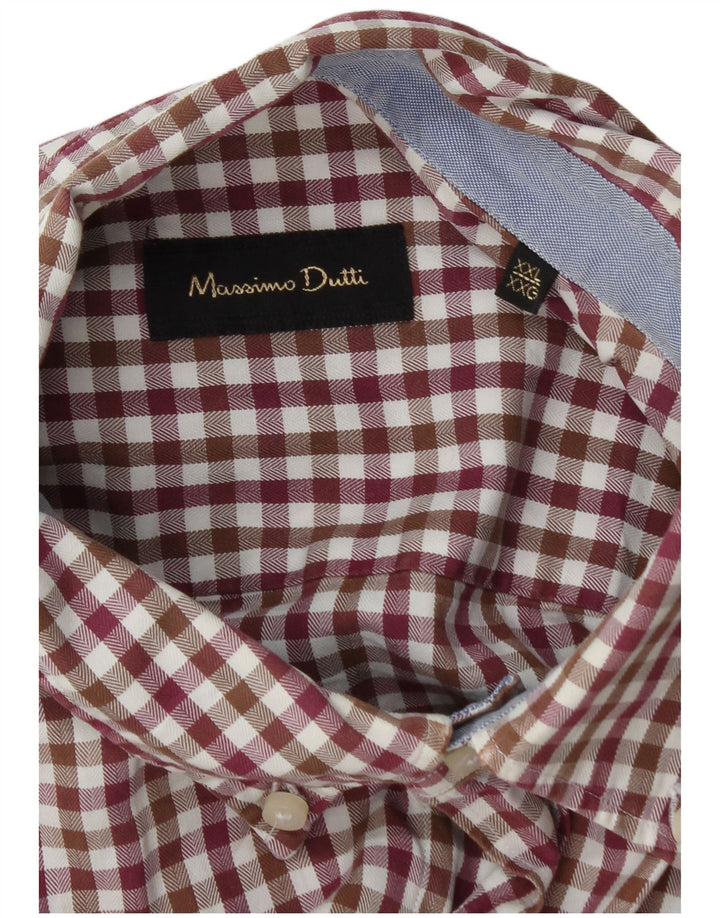 Muška flanelska košulja Massimo Dutti 2XL bordo gingham boje