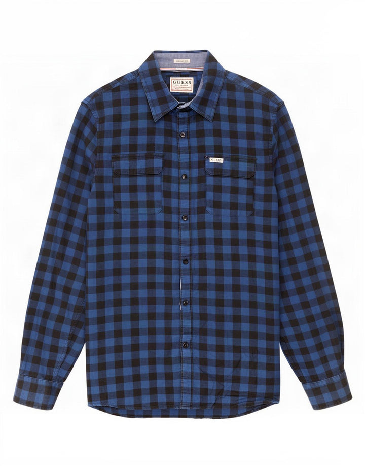 Guess muška majica standardnog kroja Mala plava gingham majica