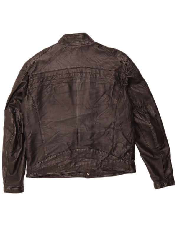 VINTAGE muška kožna trkaća jakna IT 54 2XL crna koža